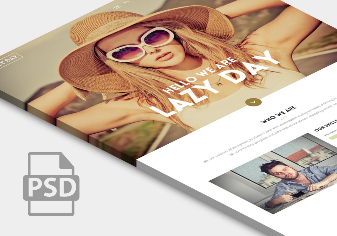 FREEBIE: One page website PSD design free download, Lazy day